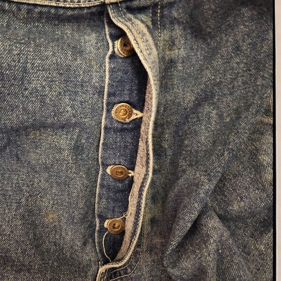 Old Navy Vtg Denim Bib Overalls Mens XL Blue Carpenter Dungarees Button Fly Y2K - Picture 12 of 16